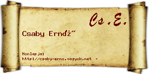 Csaby Ernő névjegykártya